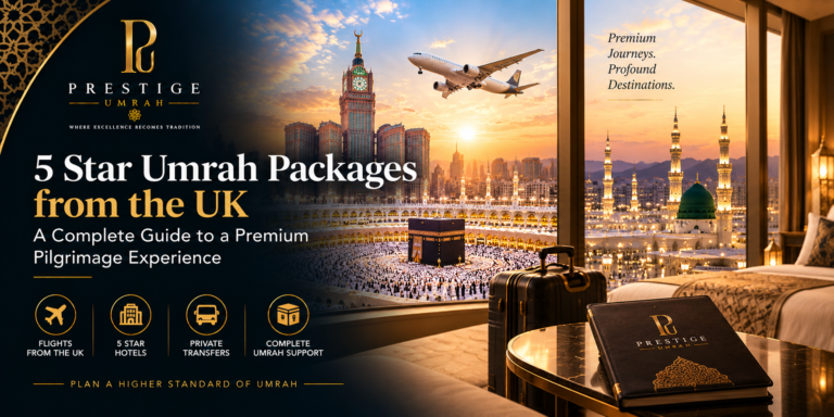 5 star Umrah packages from the UK featuring the Kaaba, luxury accommodation and premium travel