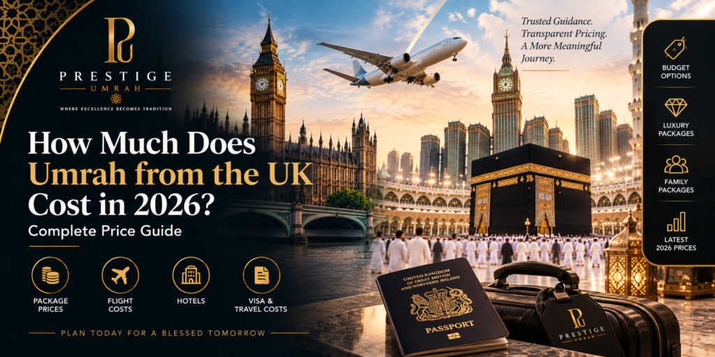 How much Umrah cost from the UK in 2026 including flights, hotels, visa and Umrah package prices