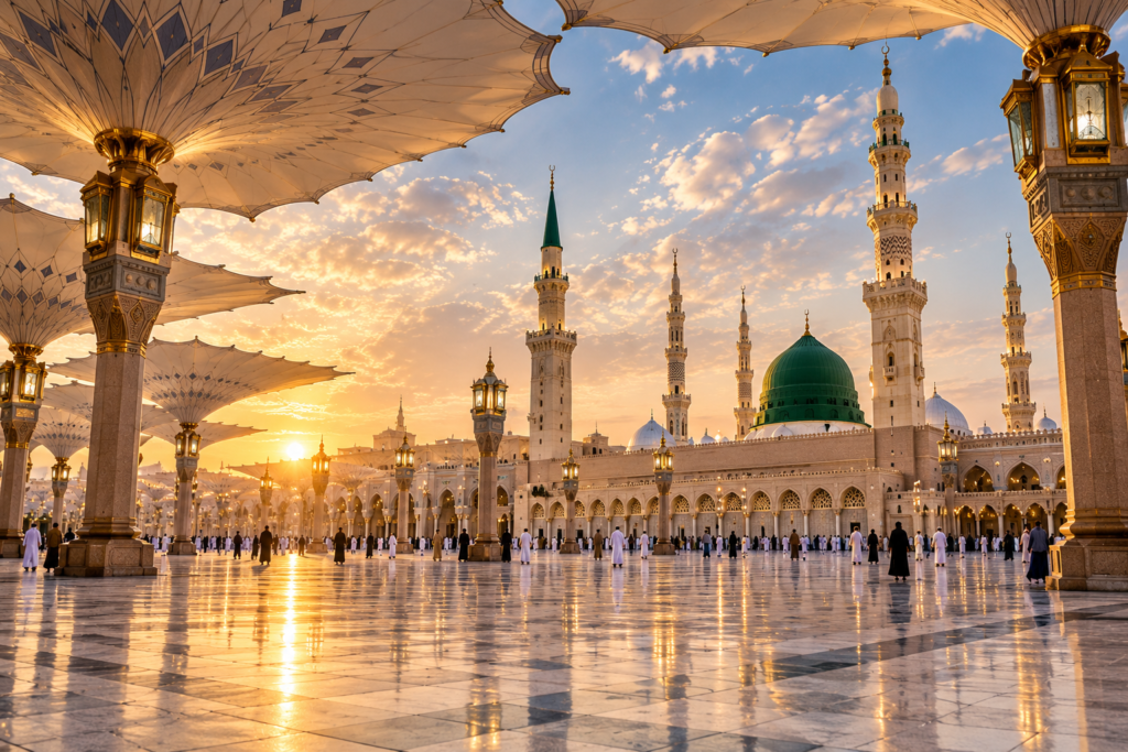 Mövenpick Umrah Package 7 Nights – Business Class 7 Mövenpick Umrah Package 7 Nights – pilgrim overlooking the Kaaba at Masjid al-Haram, Makkah