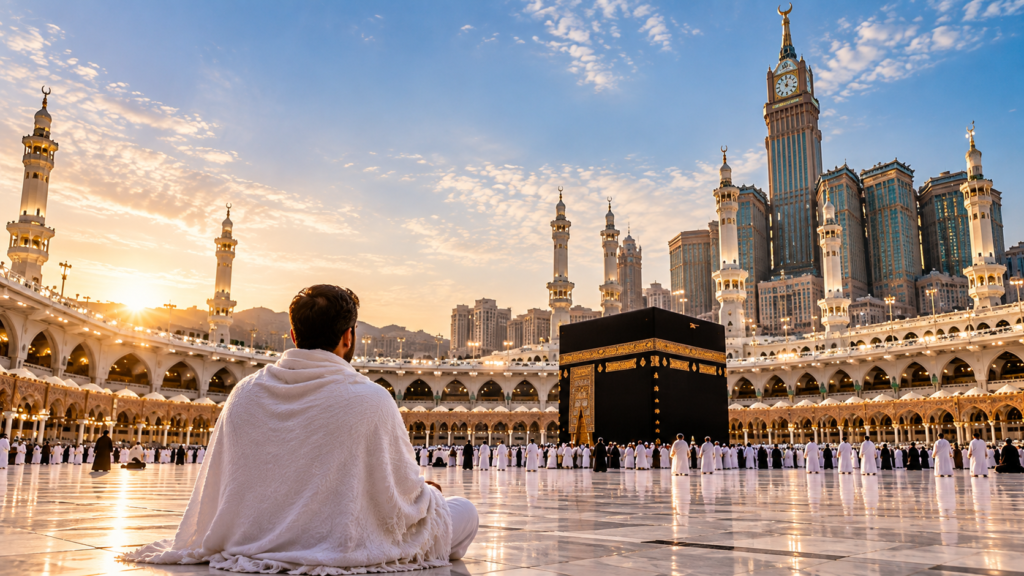 10 Night Mövenpick Economy Umrah Package 2 10 Night Mövenpick Economy Umrah – the Green Dome of the Prophet’s Mosque in Madinah at sunset