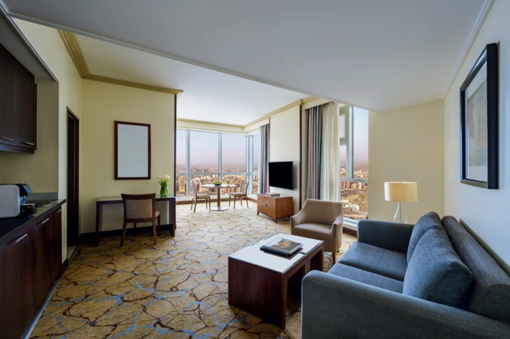 Movenpick Hotel Makkah suite living room near Masjid al-Haram