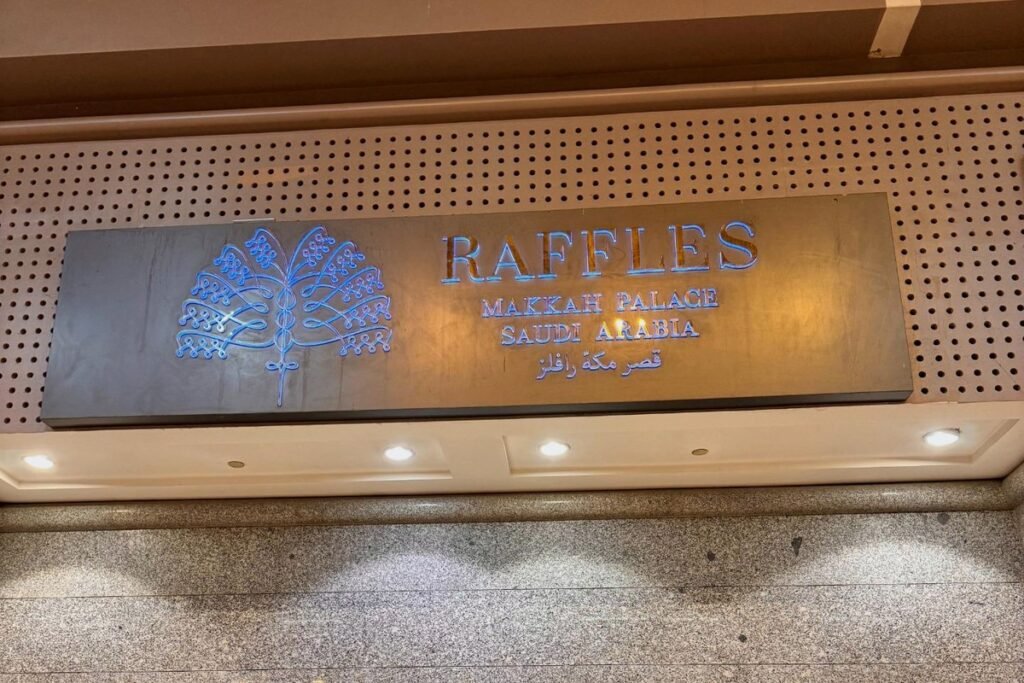 Raffles Makkah Palace entrance signage near Masjid al-Haram